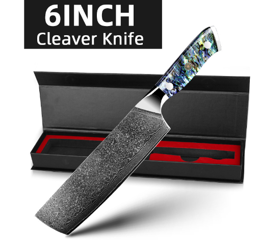 Damascus-pattern Japanese kitchen knife, full blade